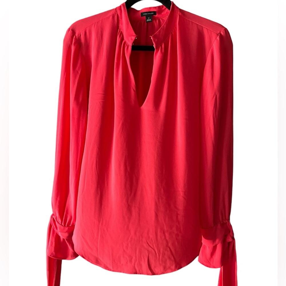 Red Ann Taylor dressy blouse size Medium